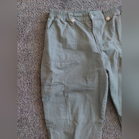 Sage Green Cotton Canvas Utility Pants Straight Leg Minimalist Outdoors 14-16 - Picture 3 of 7